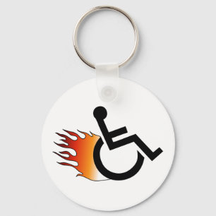 Flaming Wheelchair Keychain