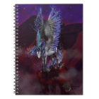 Flaming Winged Blue and White Unicorn  Notebook
