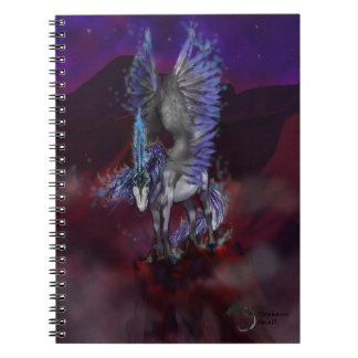 Flaming Winged Blue and White Unicorn  Notebook