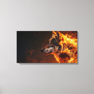 Flaming wolf canvas print