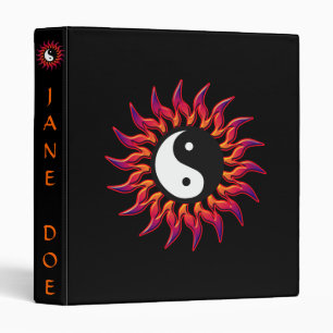 Flaming Yin Yang Sun Customizable Binder