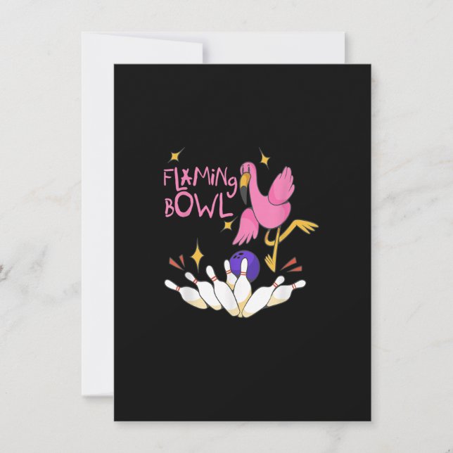 Flamingbowl Bowling Event Women Girls Flamingo Bow Invitation (Front)