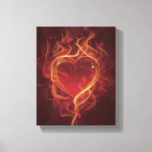 FlamingHeart fire dark red love flames heart shape Canvas Print