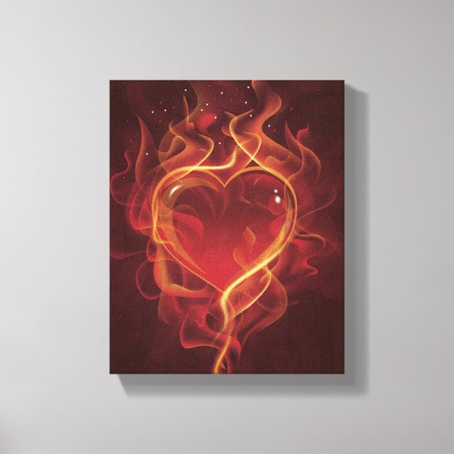 FlamingHeart fire dark red love flames heart shape Canvas Print (Front)