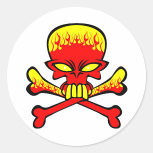 flamingl skull and crossbones  classic round sticker
