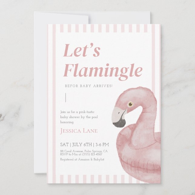 Flamingle Baby shower Invitation (Devant)
