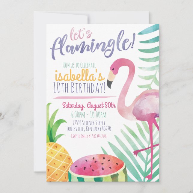 Flamingle été Anniversaire Invitation (Devant)