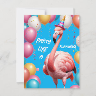 Flamingle & Feast – Funny Flamingo Birthday Surpri Postcard