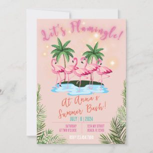 Flamingle ! Flamant rose Thème été Bash Invitation