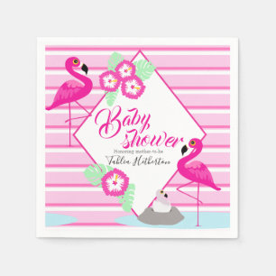 Flamingle flamingo baby shower pink graphic napkin