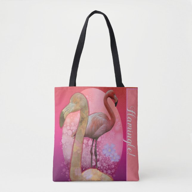 Flamingle Floral Flamingo Tote Bag (Front)