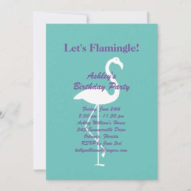 Flamingle Invitation de fête d'anniversaire - Turq (Devant)