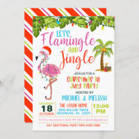 Flamingle & Jingle Christmas in July Invitation