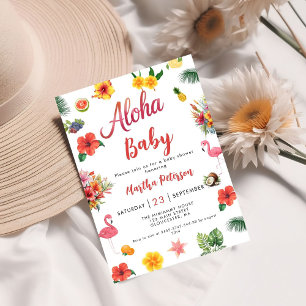 Flamingle Luau Floral Tropical Summer Baby Shower Invitation