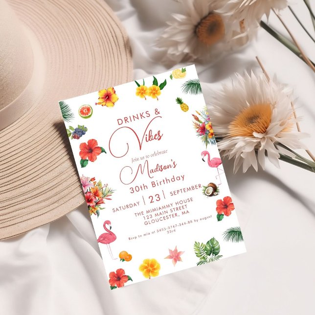 Flamingle Luau Floral Tropical Summer Birthday Invitation (Creator Uploaded)