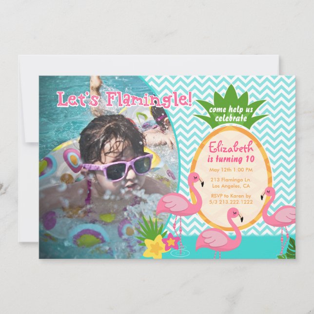 Flamingle Photo Tropical Invitation Anniversaire (Devant)