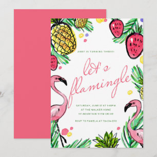 Flamingle Tropical Anniversaire Invitation