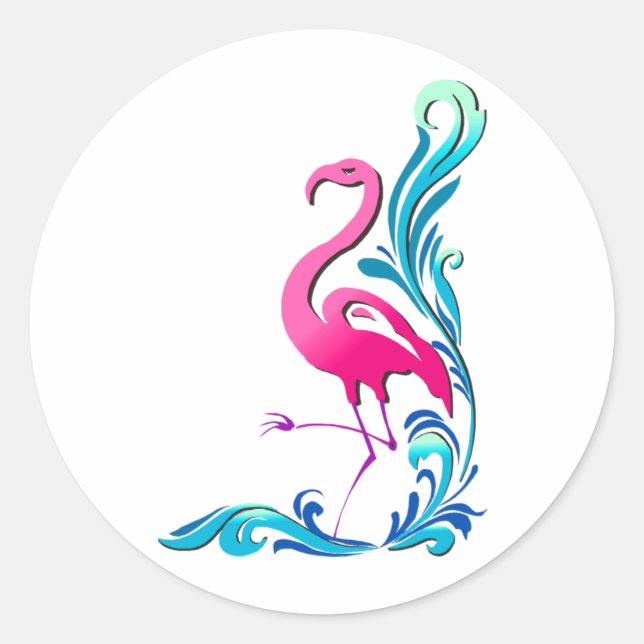 Flamingo 1 classic round sticker (Front)