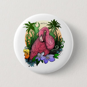 Flamingo 2 Inch Round Button
