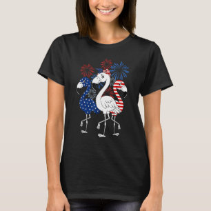 Flamingo 4th Of July American Flag Independence Fi T-Shirt