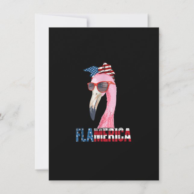 Flamingo 4Th Of July Flamerica Patriotic American  Invitation (Front)
