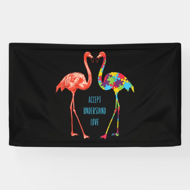 Flamingo | Accept Understand Love Autism Flamingo Banner (Horizontal)