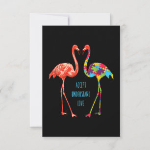 Flamingo Accept Understand Love Autism Flamingo RSVP Card