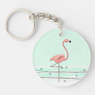 Flamingo acrylic keychain green