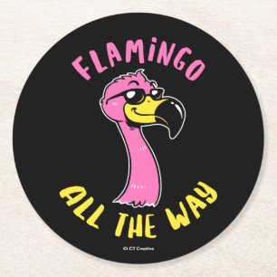 Flamingo All The Way Round Paper Coaster