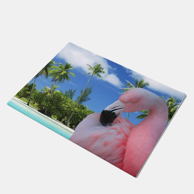 Flamingo and Beach Doormat (Angled)