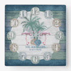 Flamingo and Beach Wood Nautical - Dark Blue Teal