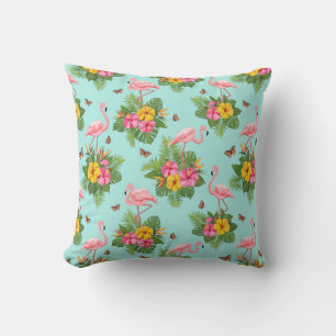 Flamingo and Butterflies 3 Throw Pillow