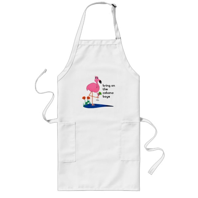 Flamingo and cabana boy BBQ apron (Front)