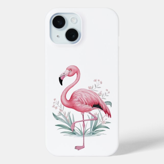 Flamingo and Flowers Phone Case (Back)