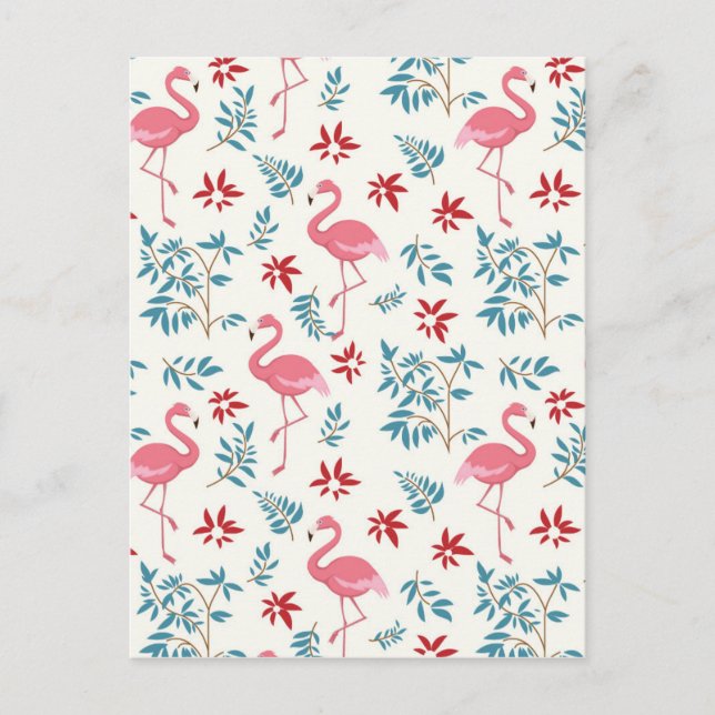 Flamingo And Flowers Postcard (Front)