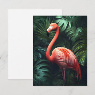 Flamingo and Jungle Leaves Card