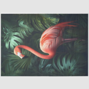Flamingo and Jungle Leaves Decoupage Tissue Paper