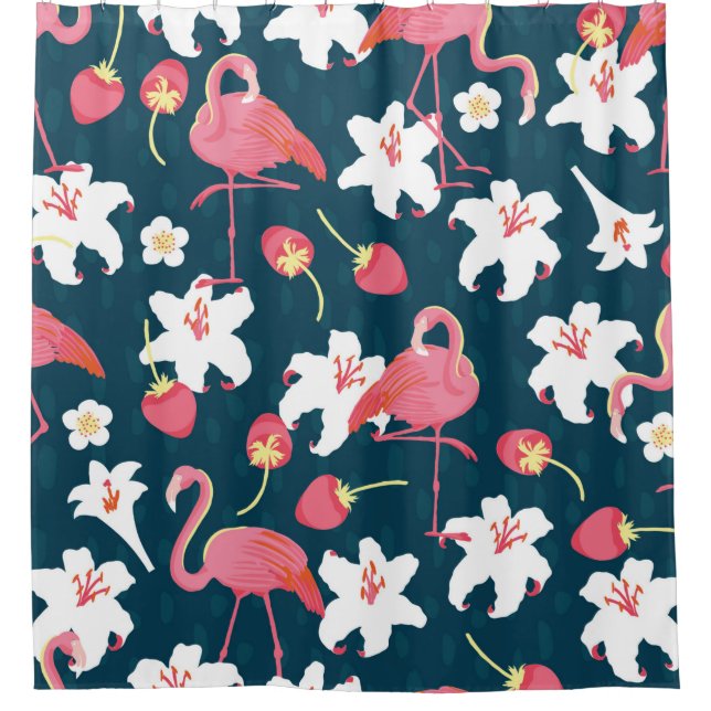 Flamingo and Lilies Tropical vintage Seamless Patt (Front)