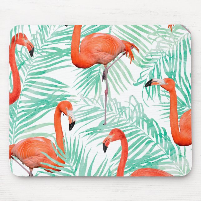 Flamingo and Mint Palm Mouse Pad (Front)