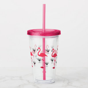 Flamingo and Palm Tree Acrylic Tumbler