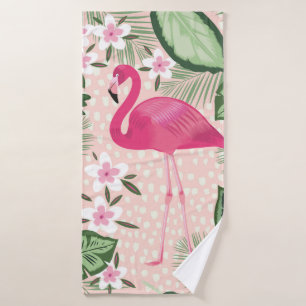 Flamingo and palm trees seamless pattern illustrat