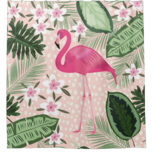 Flamingo and palm trees seamless pattern illustrat