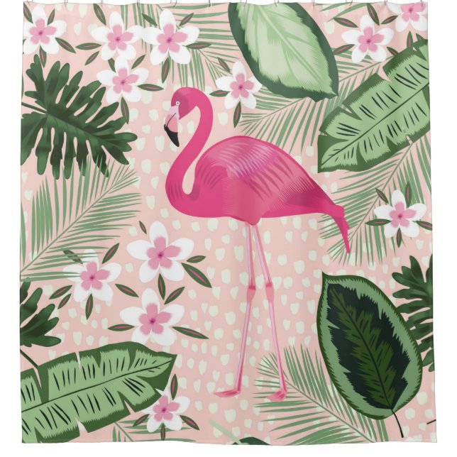 Flamingo and palm trees seamless pattern illustrat (Front)