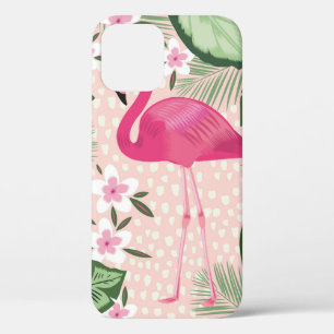 Flamingo and palm trees seamless pattern illustrat iPhone 12 case