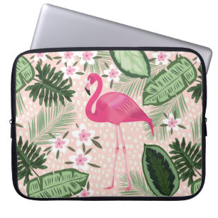 Flamingo and palm trees seamless pattern illustrat laptop sleeve
