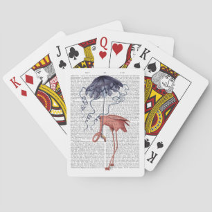 Flamingo and Parasol Playing Cards