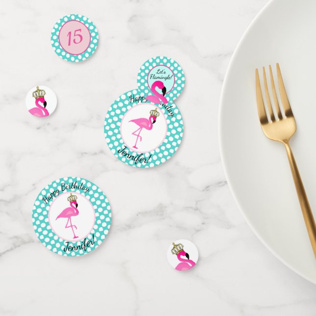 Flamingo and Polka Dot Birthday Table Confetti (Group)