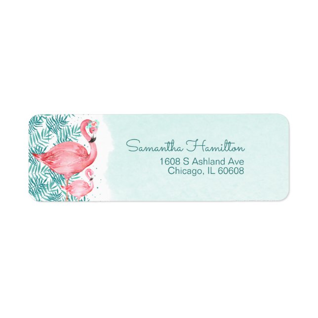 Flamingo and Teal Tropical Leaves Baby Shower (Front)