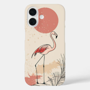 Flamingo and the Red Sun iPhone 16 Case