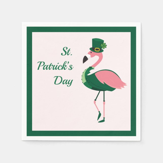 Flamingo Animal Pink St Patrick’s Day Napkin (Front)